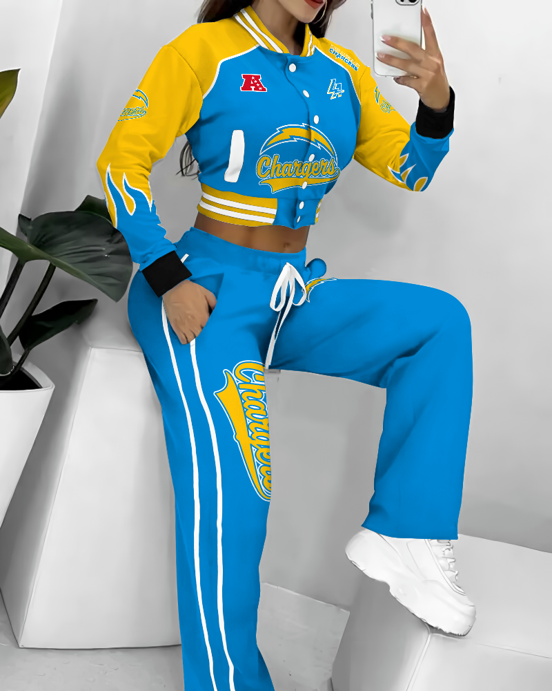 Los Angeles Chargers 3D Printed Varsity Jacket Set