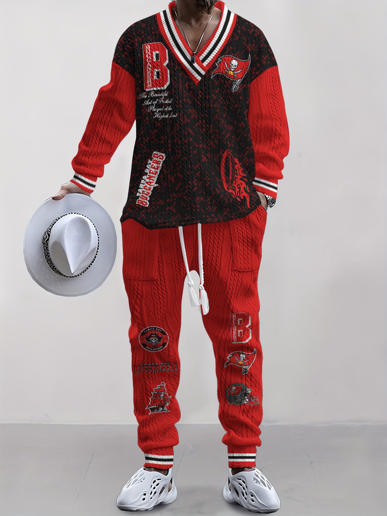 Tampa Bay Buccaneers Classic All-Season Long Sleeve V-Neck Pullover Sweater