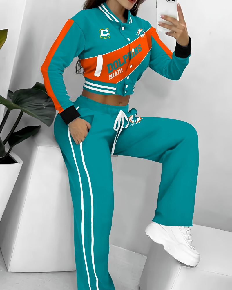 Miami Dolphins 3D Printed Varsity Jacket Set