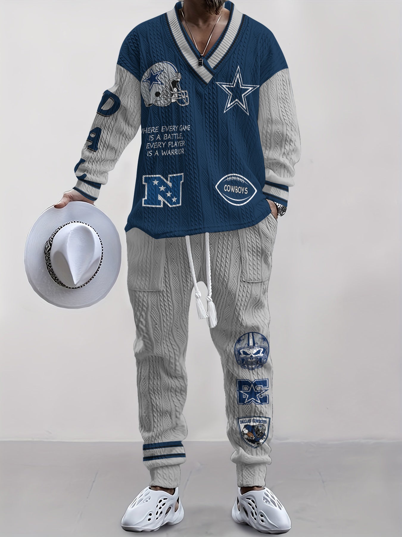 Dallas Cowboys Classic All-Season Long Sleeve V-Neck Pullover Sweater