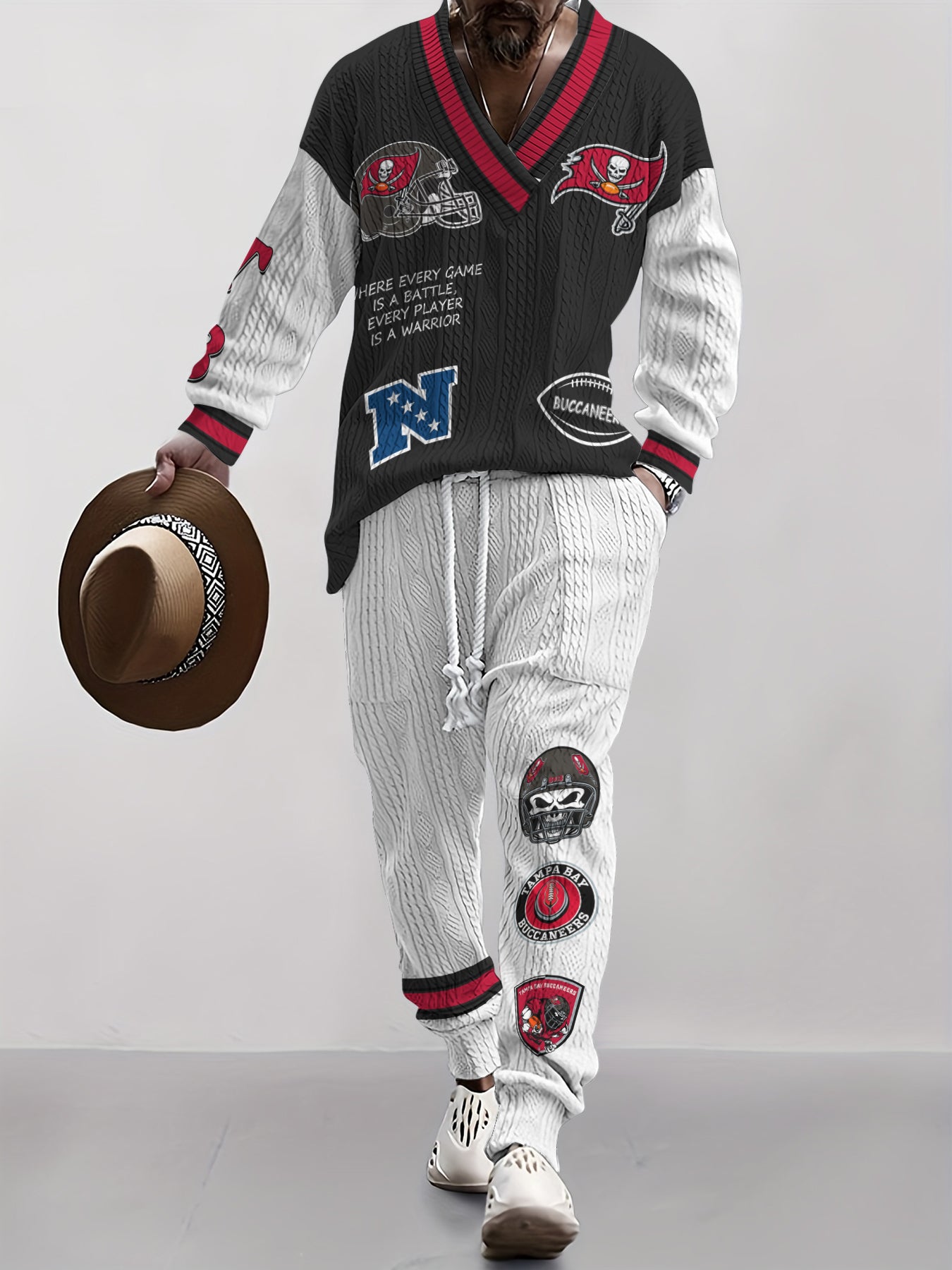 Tampa Bay Buccaneers Classic All-Season Long Sleeve V-Neck Pullover Sweater