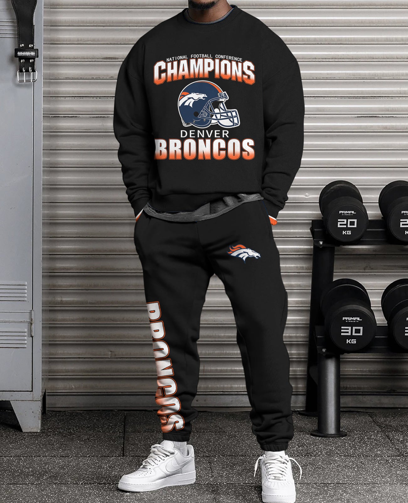 Denver Broncos 3D sweatsuit and sweatpants 2 piece outfits