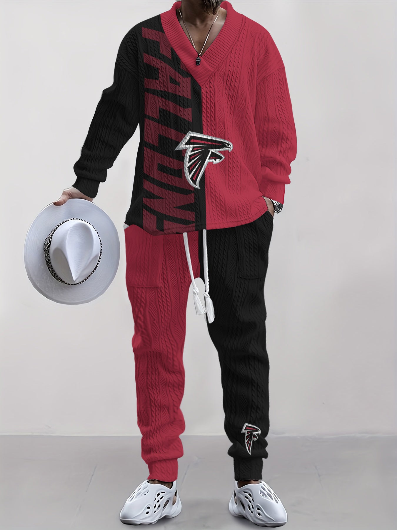 Atlanta Falcons Classic All-Season Long Sleeve V-Neck Pullover Sweater