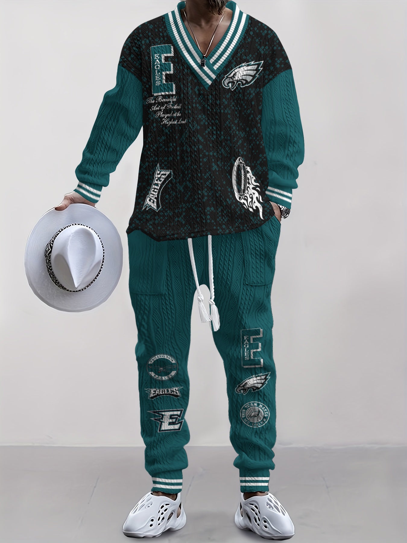 Philadelphia Eagles Classic All-Season Long Sleeve V-Neck Pullover Sweater