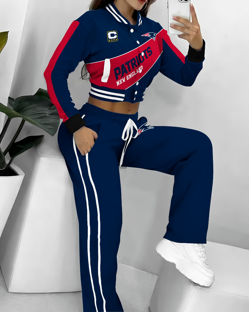 New England Patriots 3D Printed Varsity Jacket Set