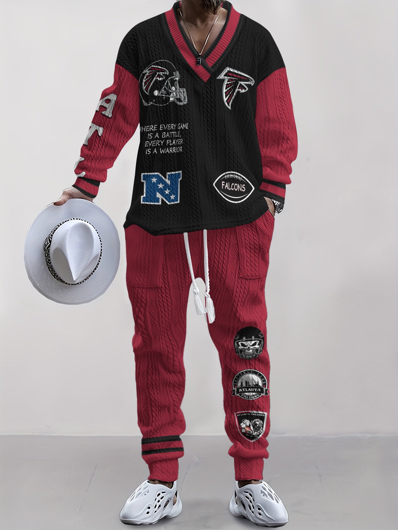 Atlanta Falcons Classic All-Season Long Sleeve V-Neck Pullover Sweater