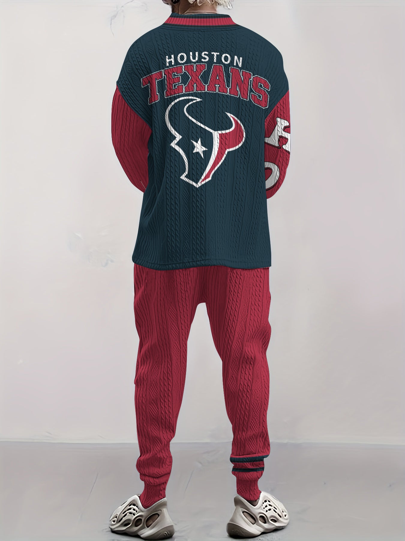 Houston Texans Classic All-Season Long Sleeve V-Neck Pullover Sweater
