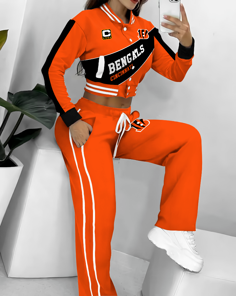 Cincinnati Bengals 3D Printed Varsity Jacket Set