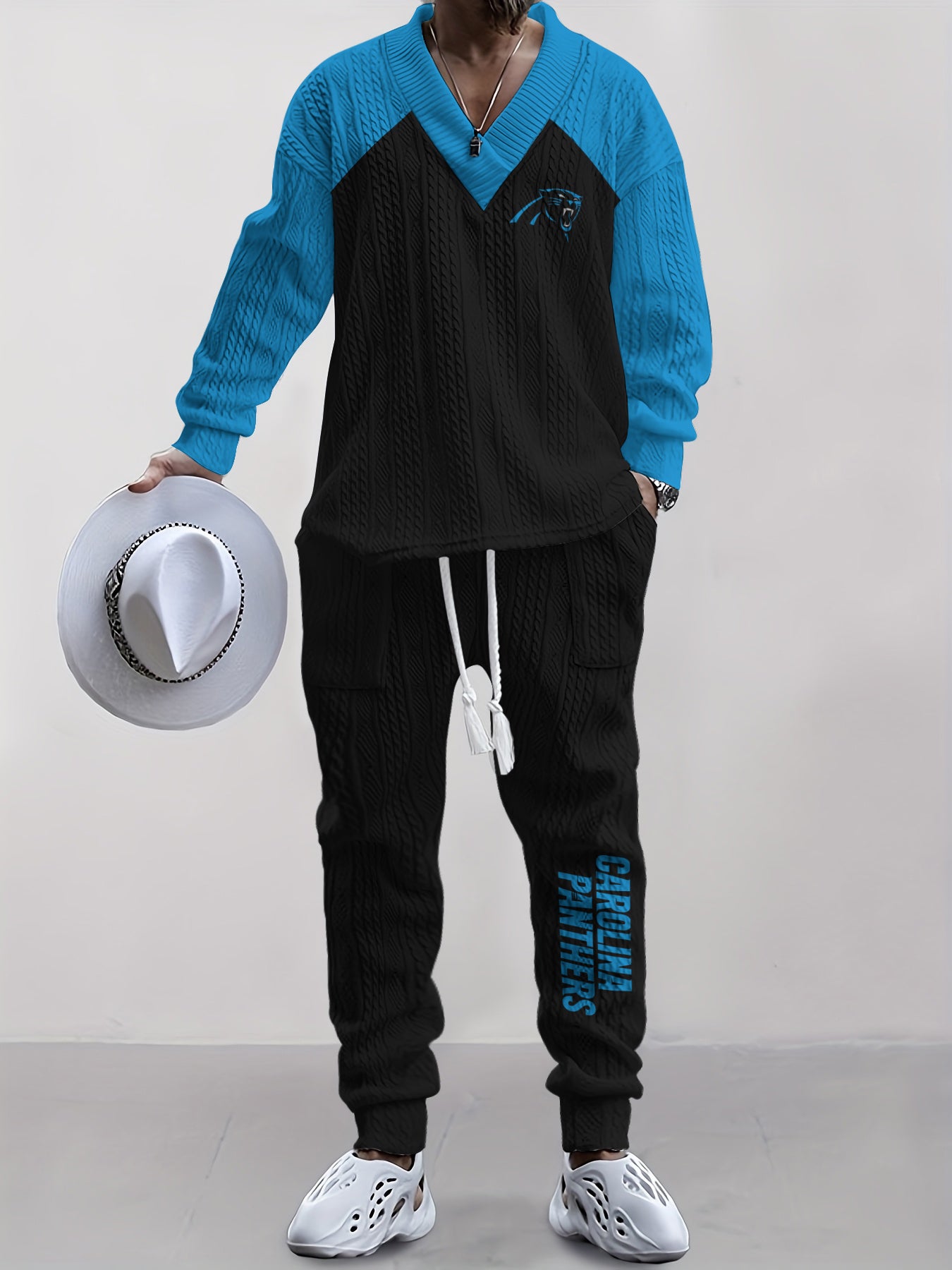 Carolina Panthers Classic  All-Season Long Sleeve V-Neck Pullover Sweater