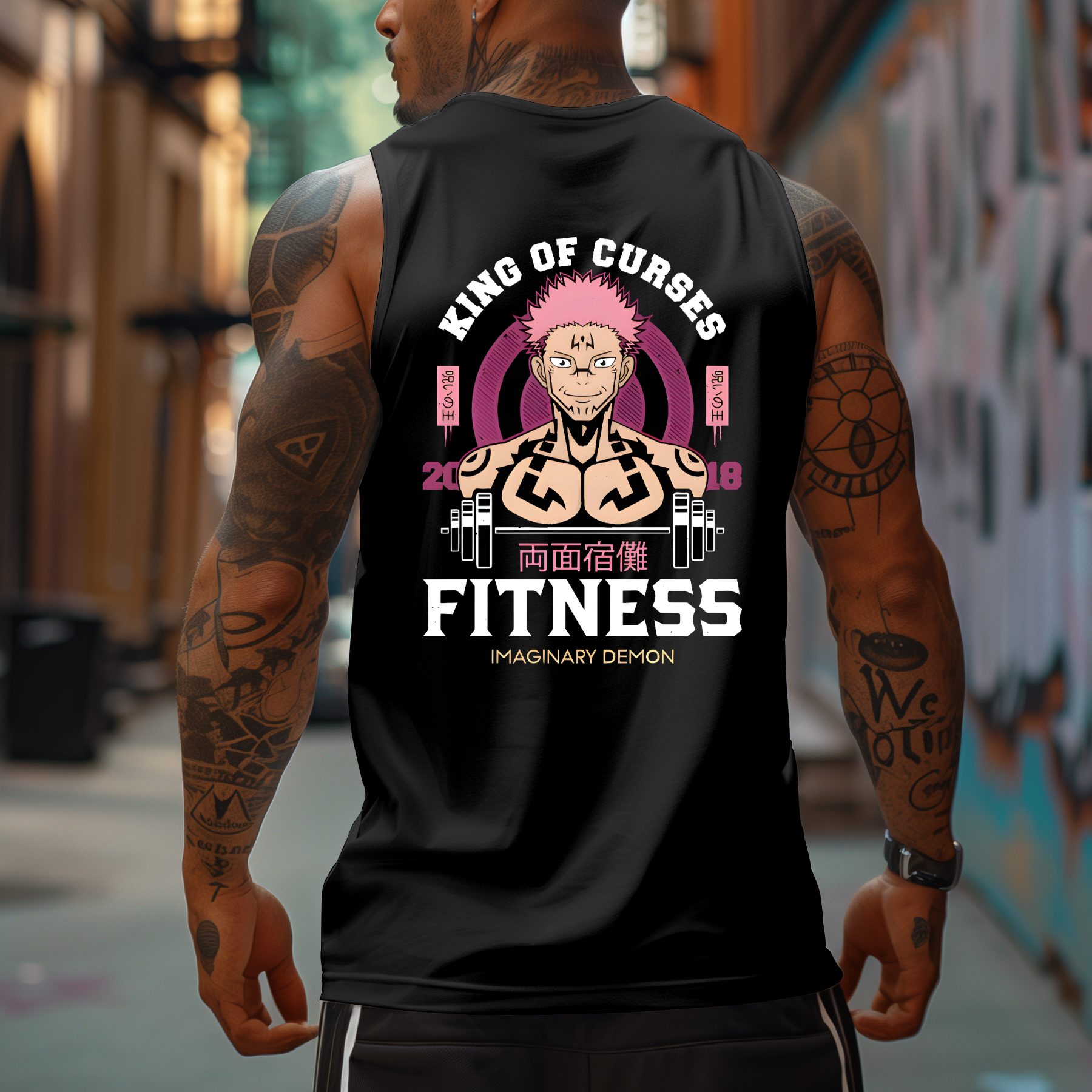 Casual Anime Fitness Printed Tank Top