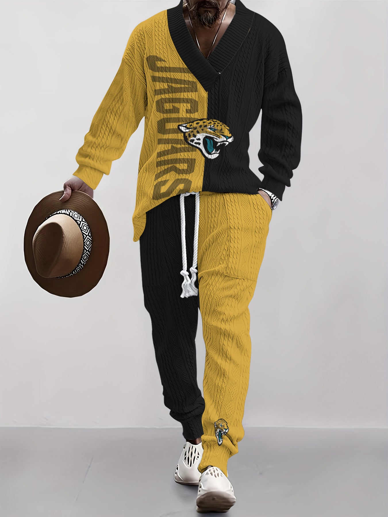 Jacksonville Jaguars  Classic All-Season Long Sleeve V-Neck Pullover Sweater