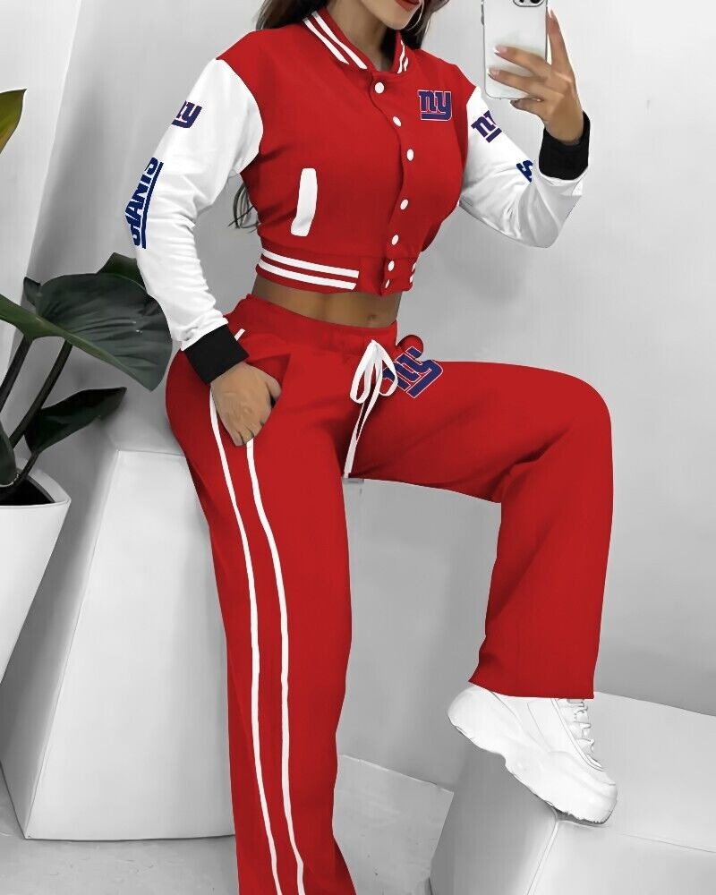 New York Giants 3D Printed Varsity Jacket Set