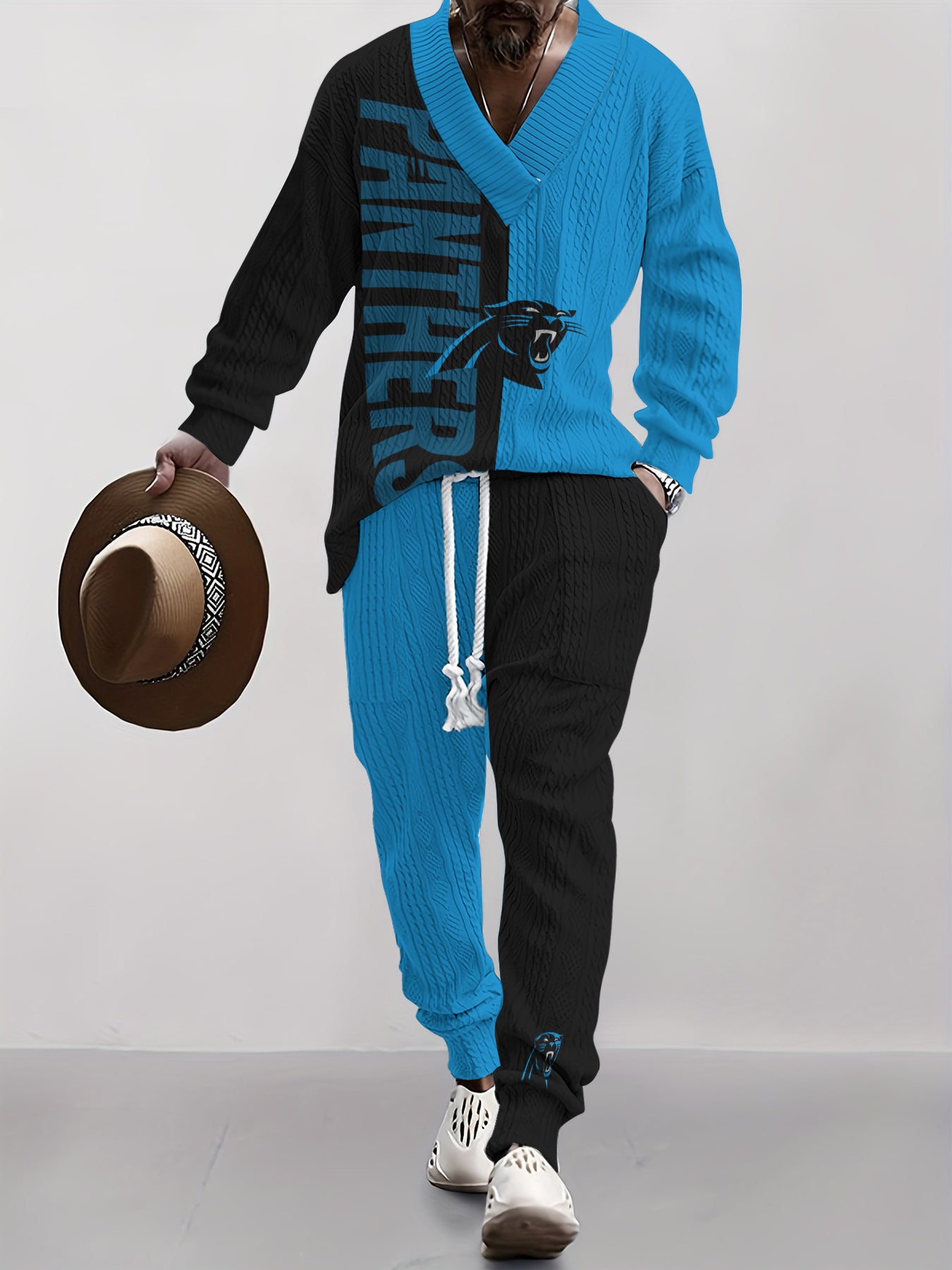 Carolina Panthers  Classic All-Season Long Sleeve V-Neck Pullover Sweater