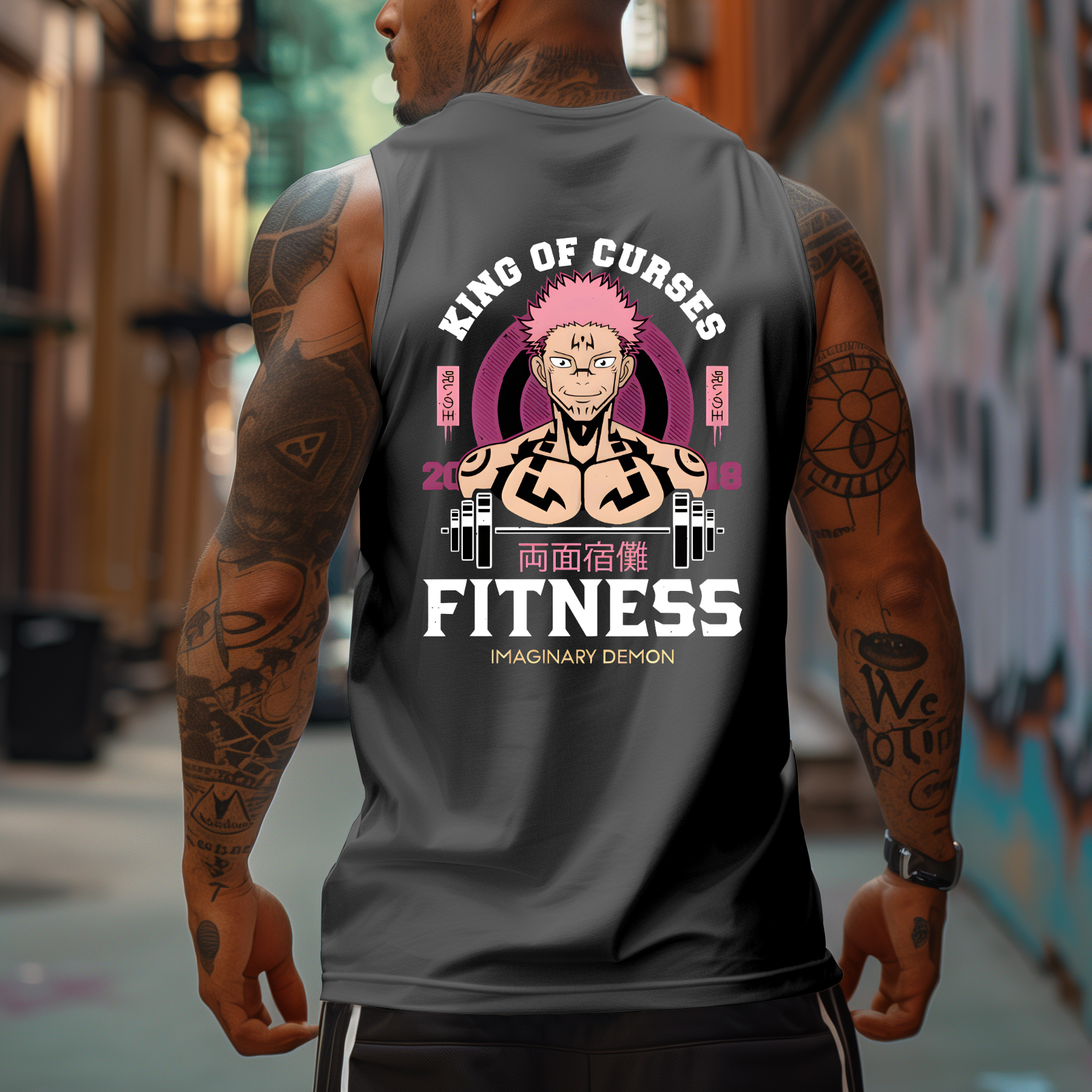 Casual Anime Fitness Printed Tank Top