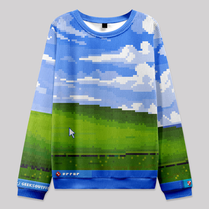 Win XP Wallpaper Pixel Knit Sweatshirt