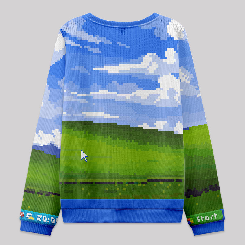 Win XP Wallpaper Pixel Knit Sweatshirt