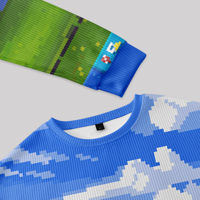 Win XP Wallpaper Pixel Knit Sweatshirt