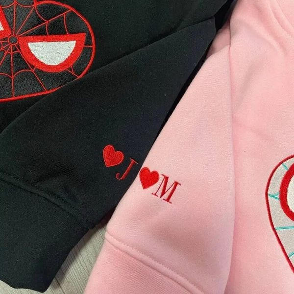 Custom Spider×Couple Embroidered sweatshirts