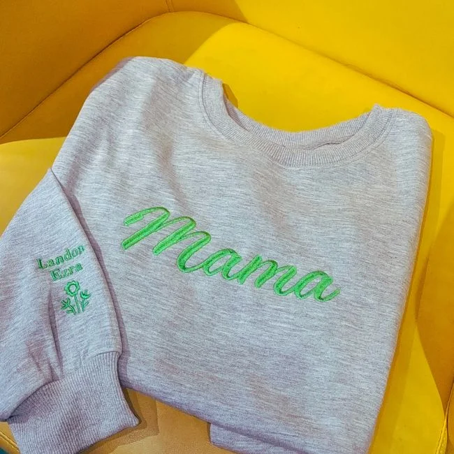 Custom Embroidered Mama Sweatshirt with Names