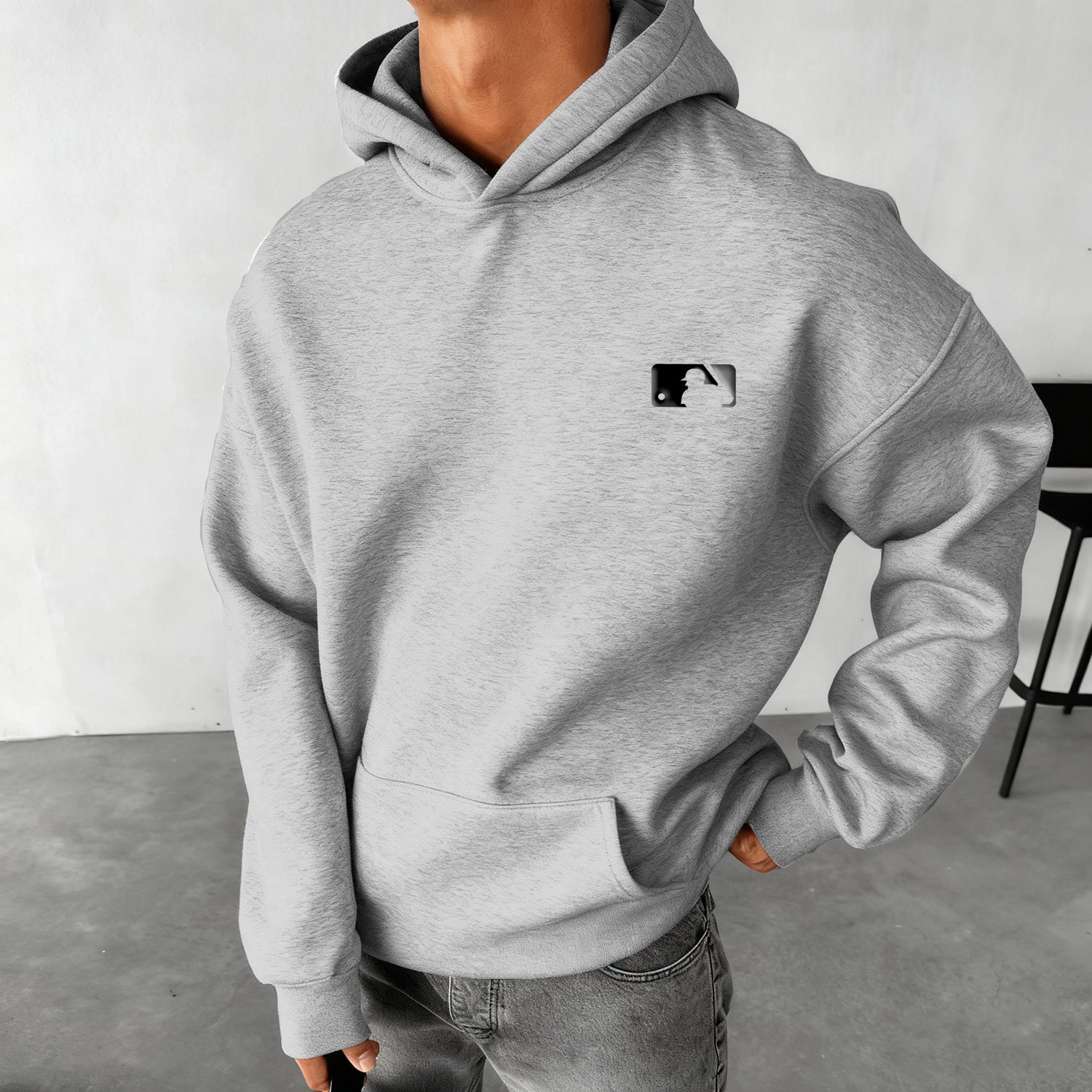 Street Baseball Print Oversized Hoodie