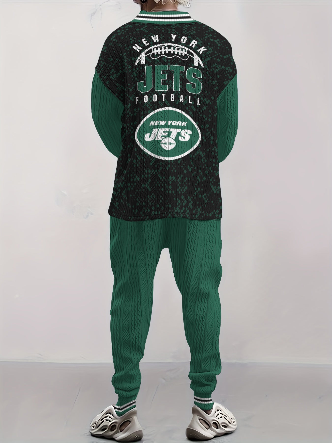 New York Jets  Classic All-Season Long Sleeve V-Neck Pullover Sweater