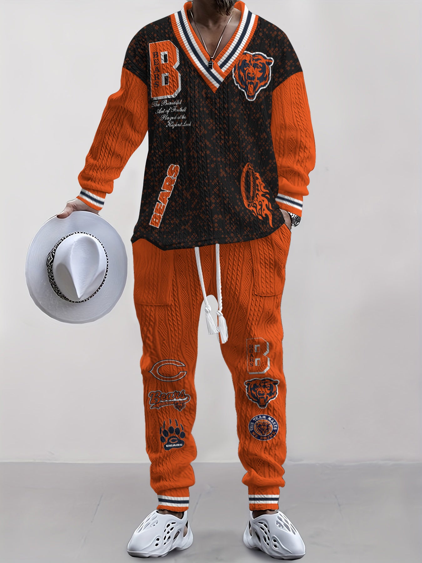 Chicago Bears  Classic All-Season Long Sleeve V-Neck Pullover Sweater