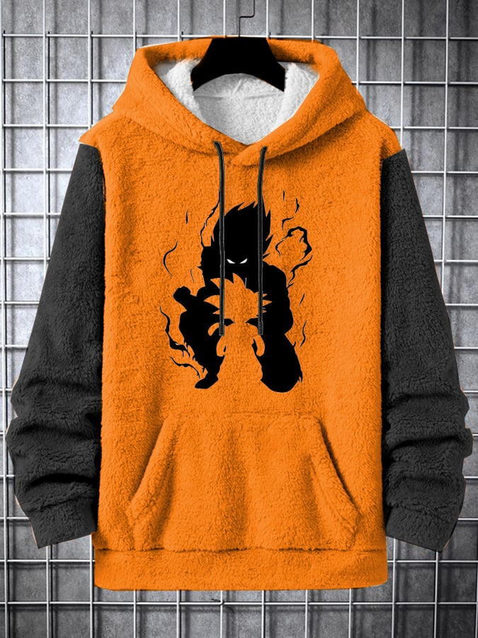 Men's Fashion Casual Plush Printed Hoodie