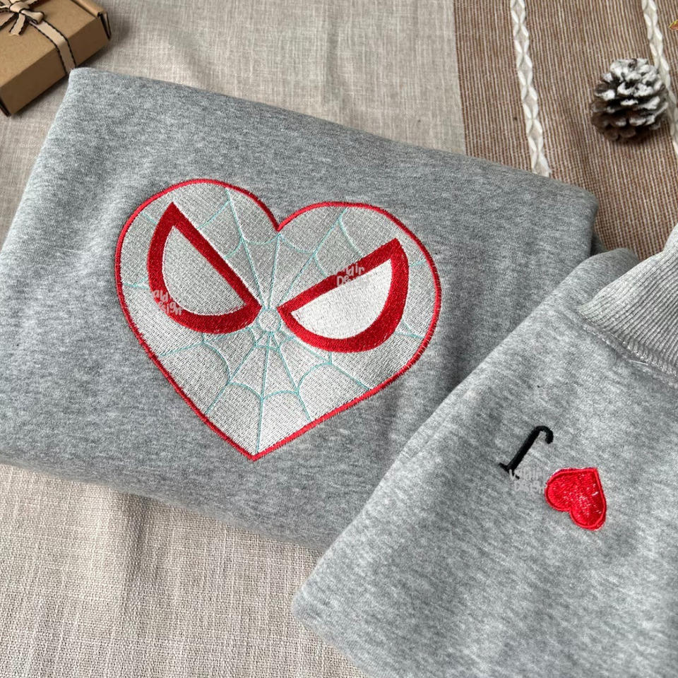 Custom Spider×Couple Embroidered sweatshirts