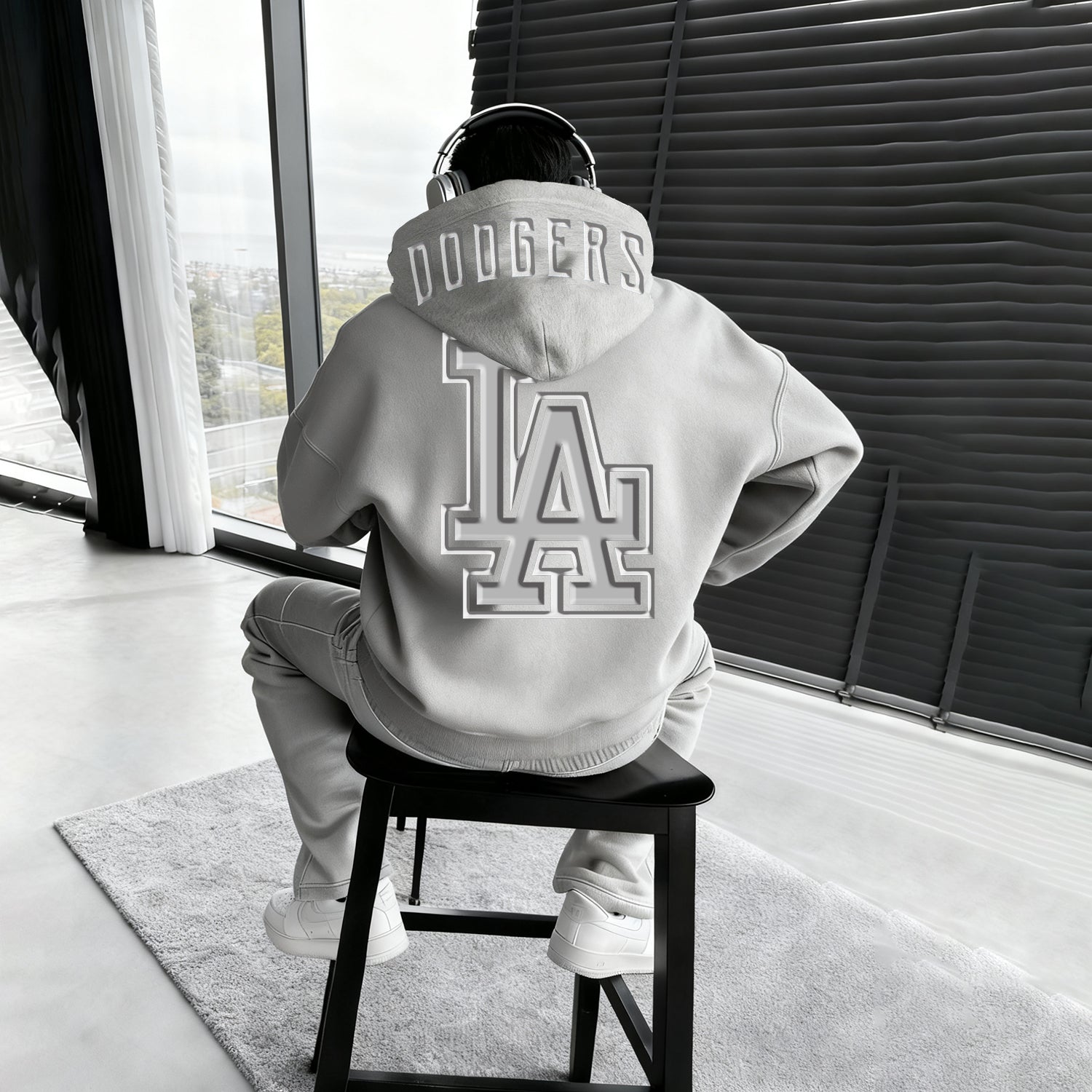 Street Baseball Print Oversized Hoodie