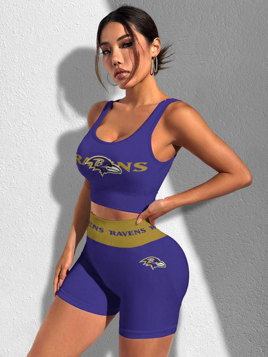 Baltimore Ravens Sports Bra & Shorts Gym Set