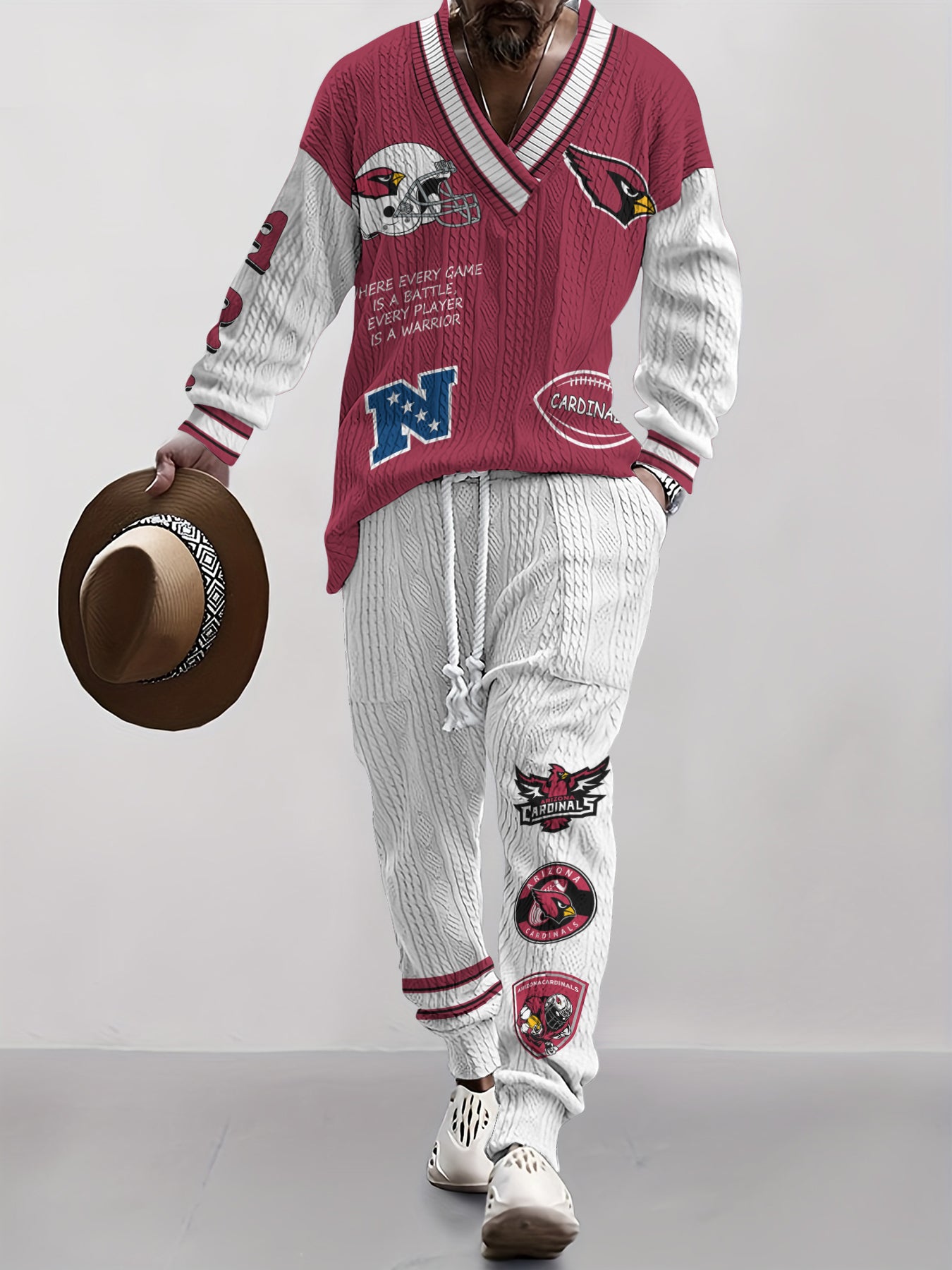 Arizona Cardinals  Classic All-Season Long Sleeve V-Neck Pullover Sweater