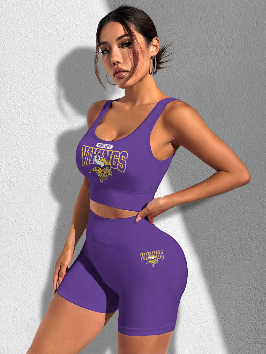 Minnesota Vikings Sports Bra & Shorts Gym Set