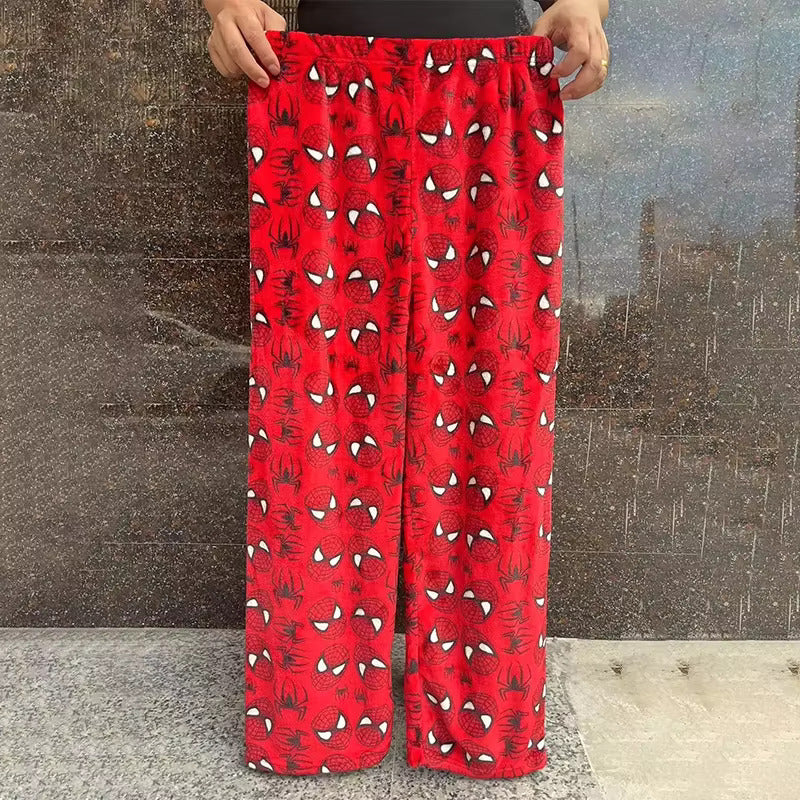 Cotton Velvet Hello Kitty Spider-man Loose Pajama Set with Long Pants