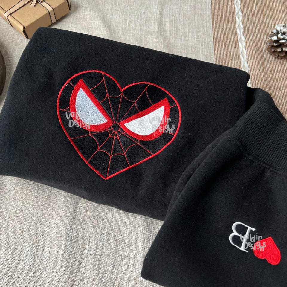 Custom Spider×Couple Embroidered sweatshirts