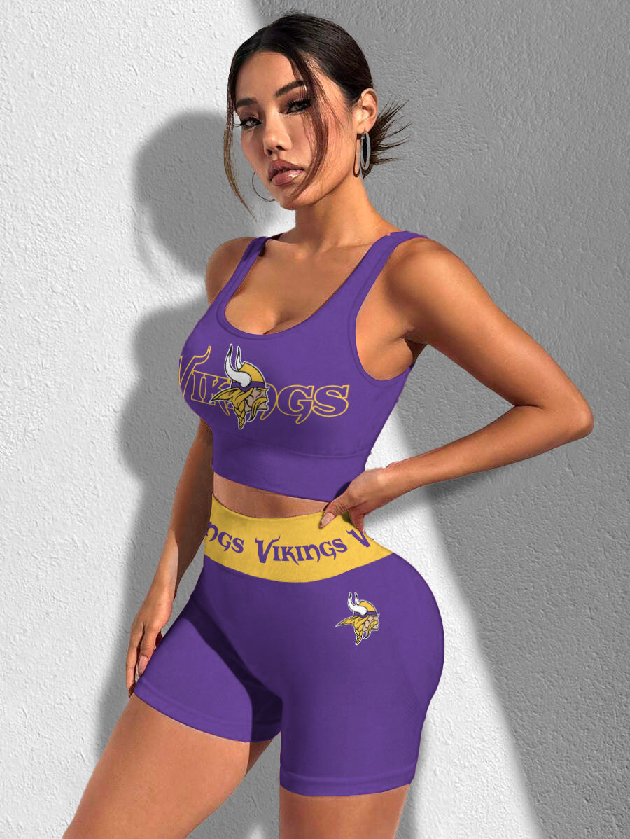 Minnesota Vikings Sports Bra & Shorts Gym Set