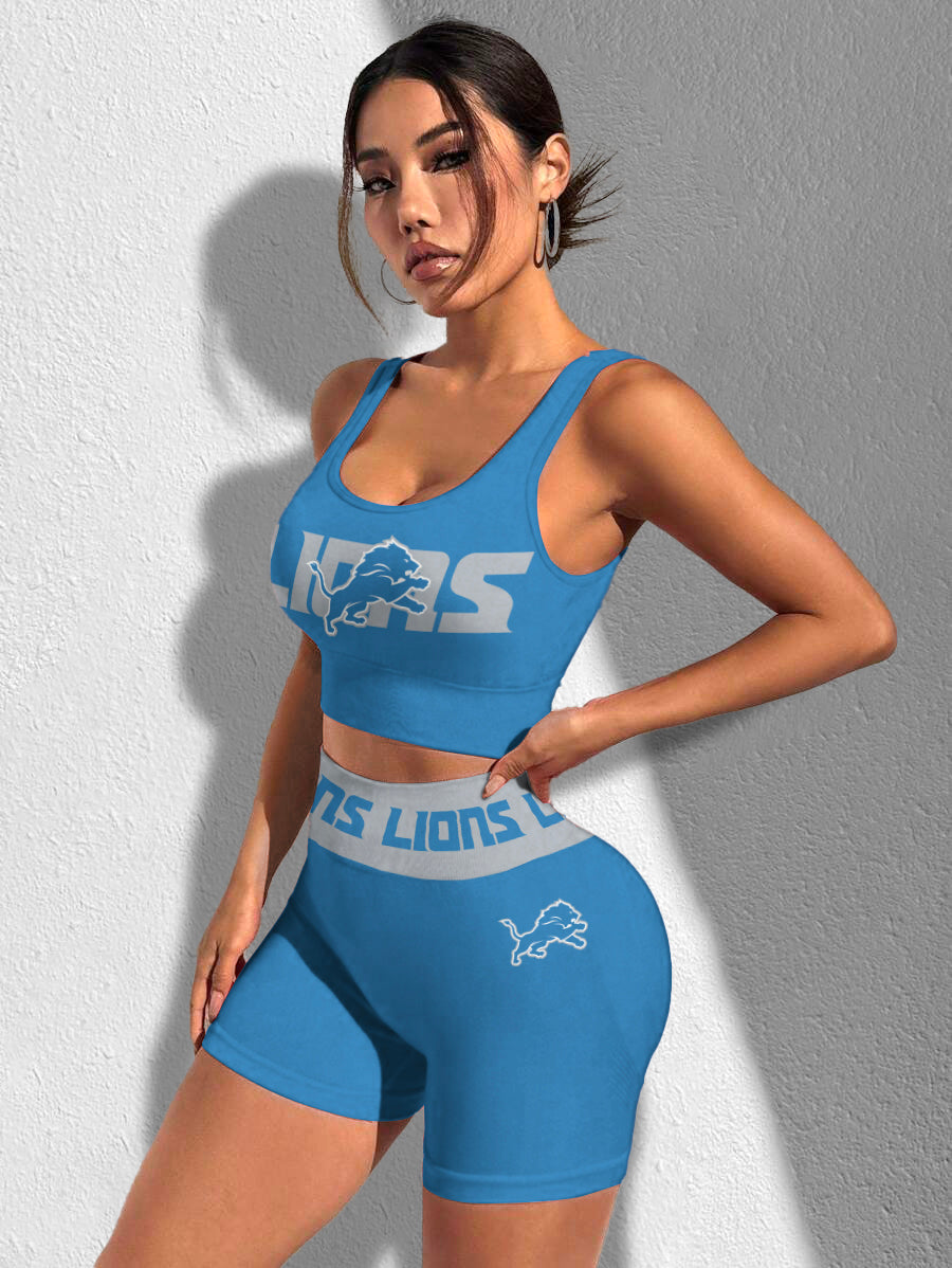 Detroit Lions Sports Bra & Shorts Gym Set