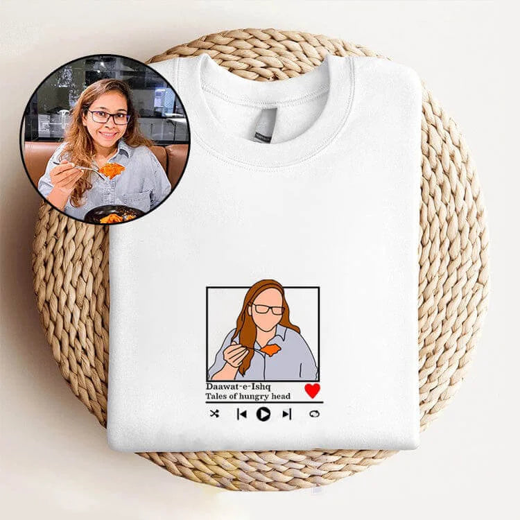 Custom Embroidered Sweatshirt Portrait Music Player Couple Family Gift