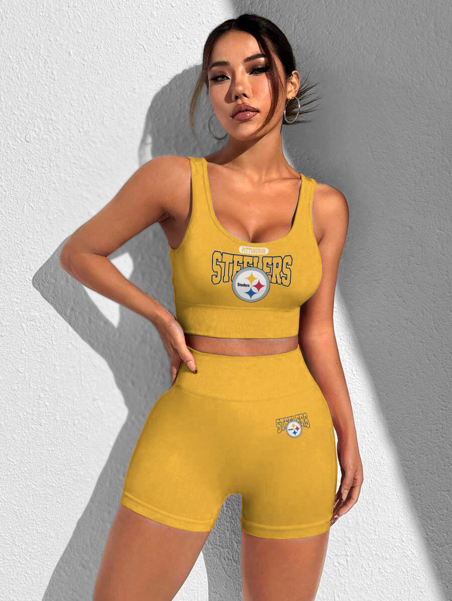 Pittsburgh Steelers Sports Bra & Shorts Gym Set