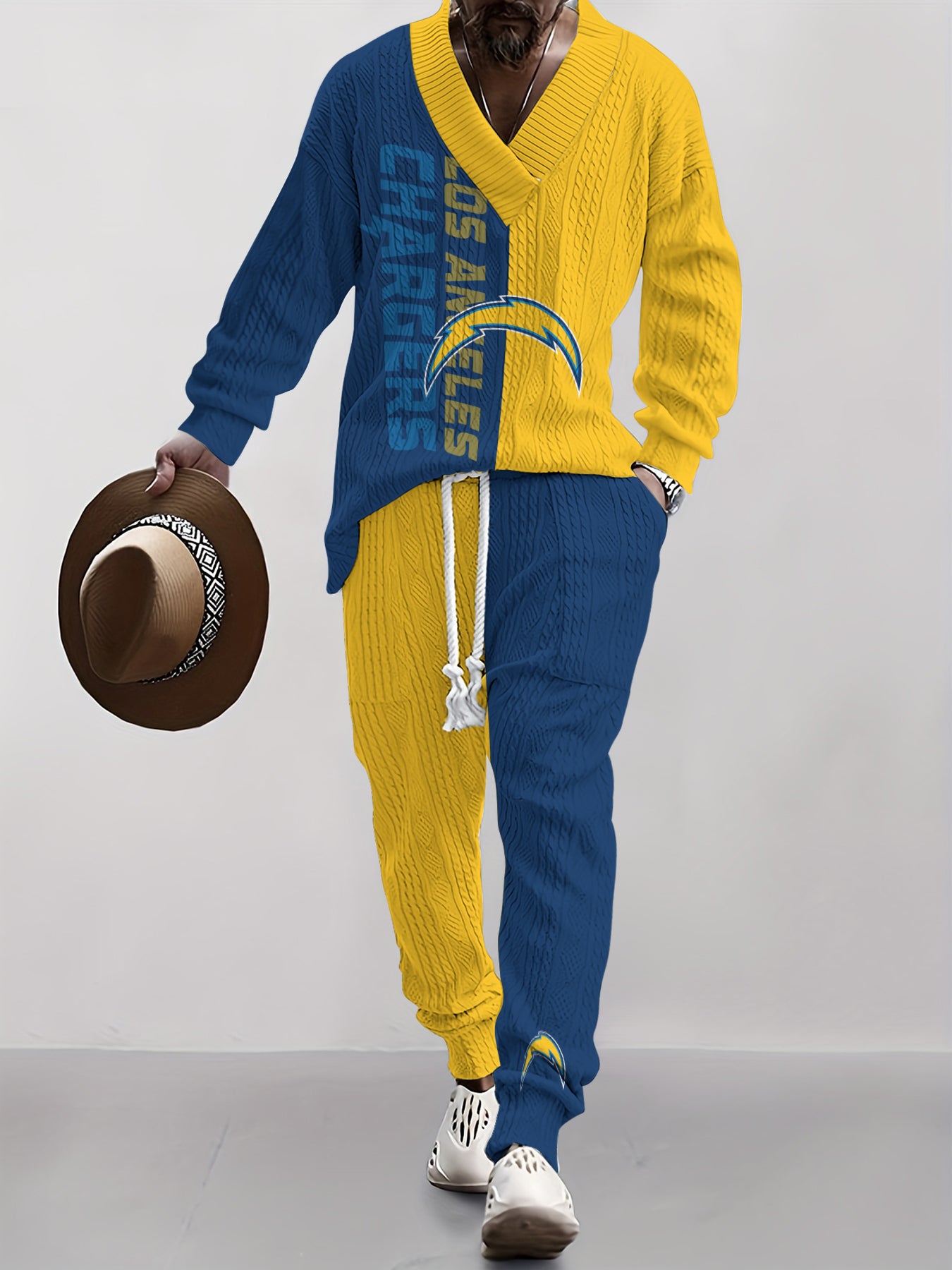 Los Angeles Chargers  Classic All-Season Long Sleeve V-Neck Pullover Sweater