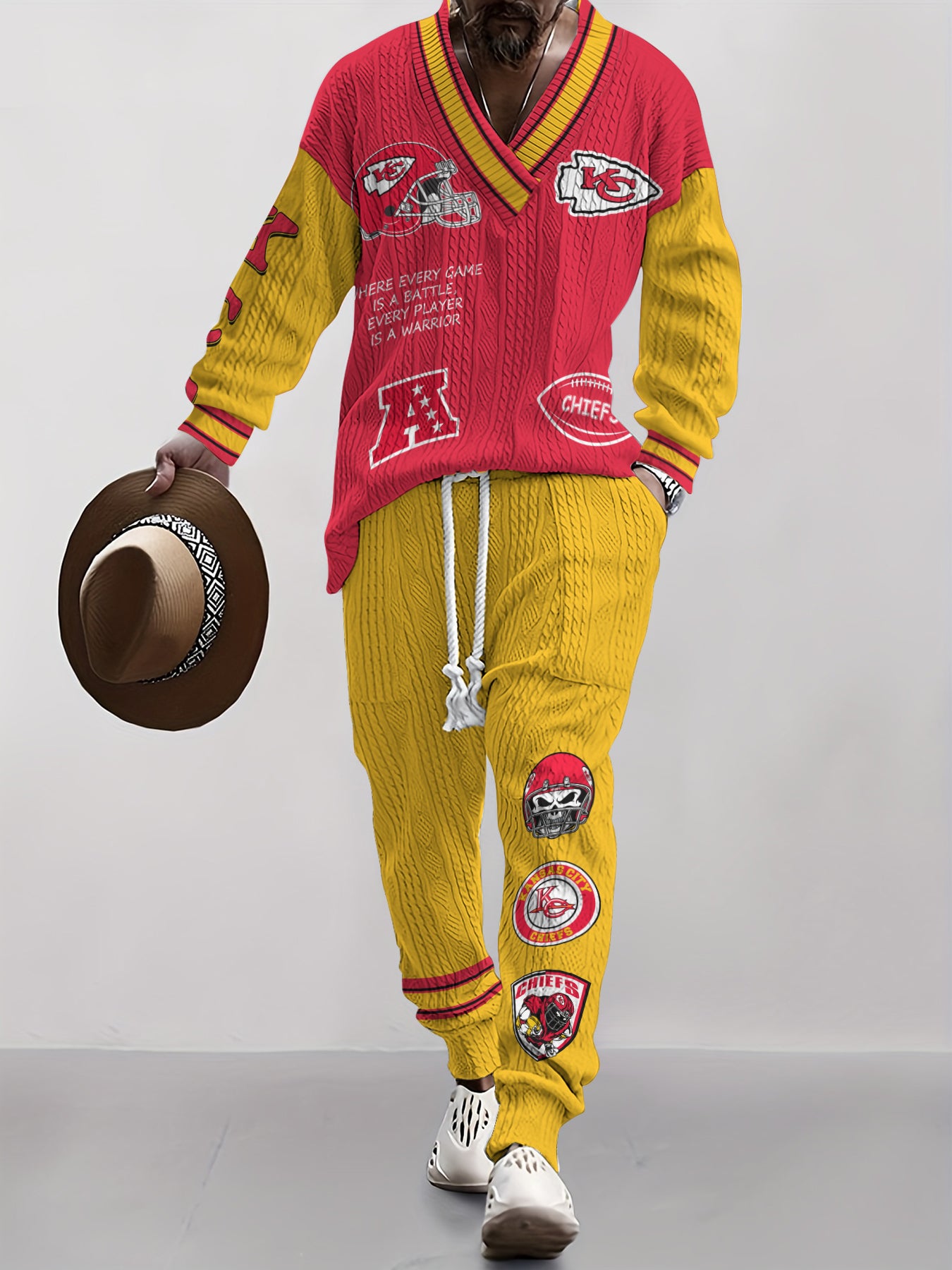 Kansas City Chiefs  Classic All-Season Long Sleeve V-Neck Pullover Sweater