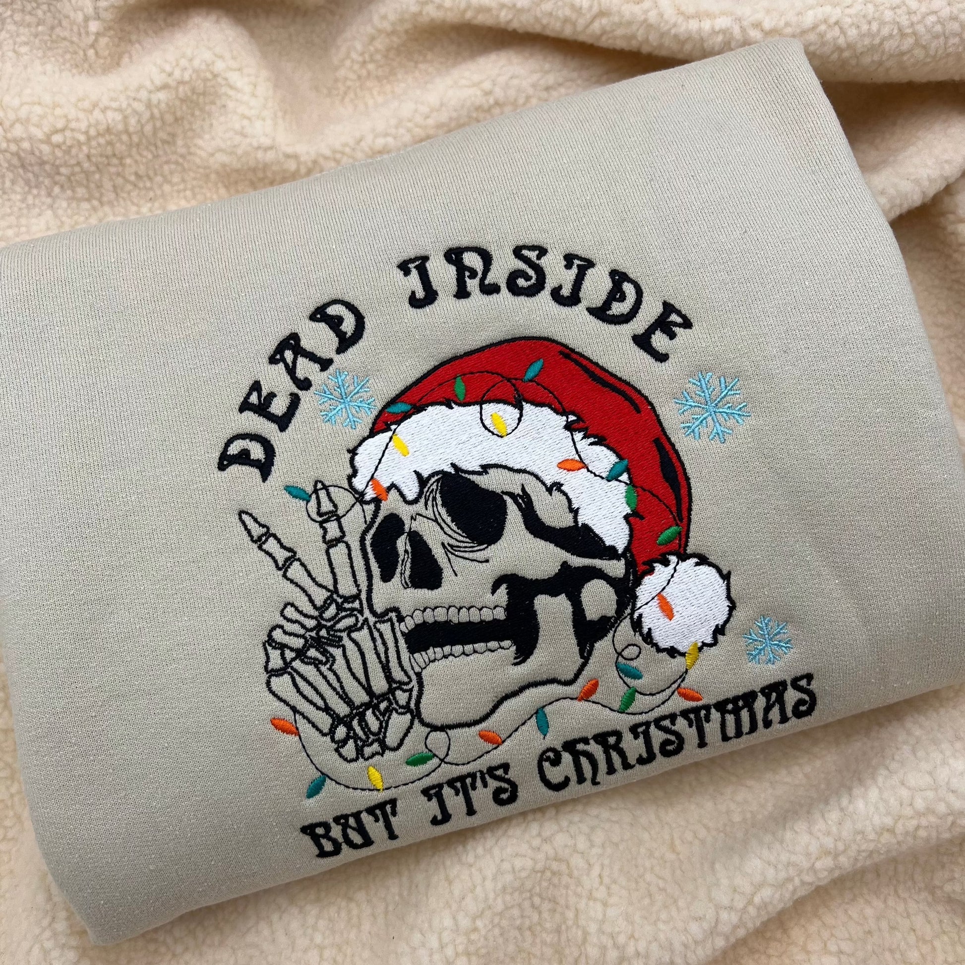 Dead inside but it’s Christmas Embroidered Sweatshirt