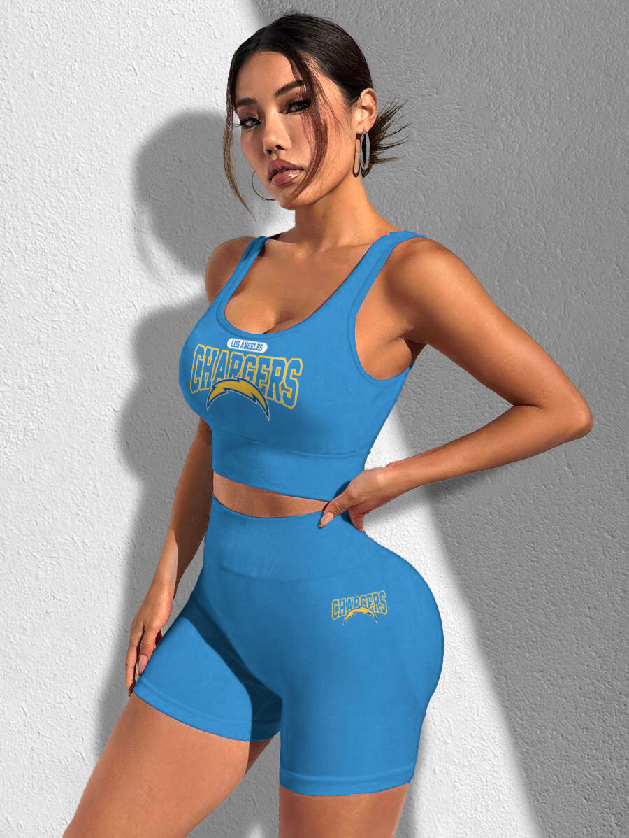 Los Angeles Chargers Sports Bra & Shorts Gym Set