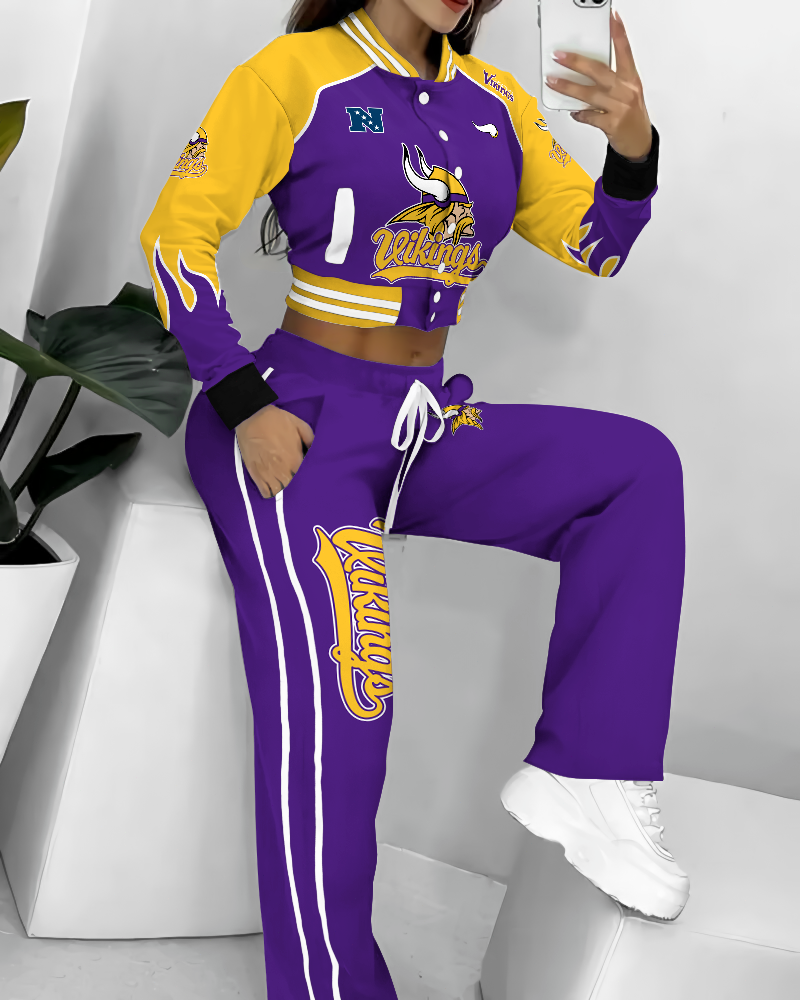Minnesota Vikings  3D Printed Varsity Jacket Set
