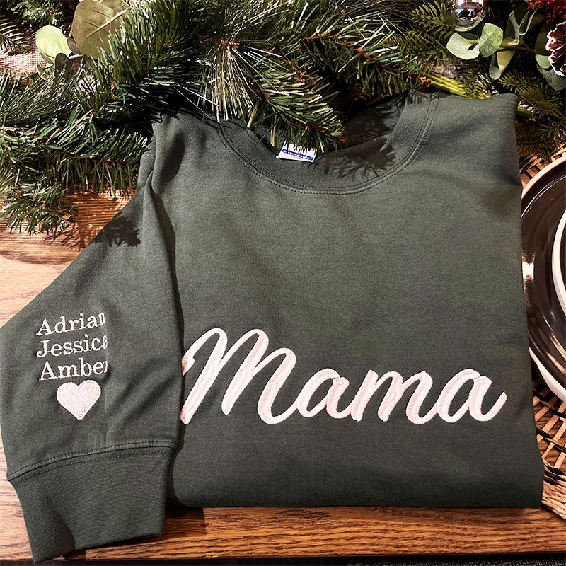 Custom Embroidered Mama Sweatshirt with Names