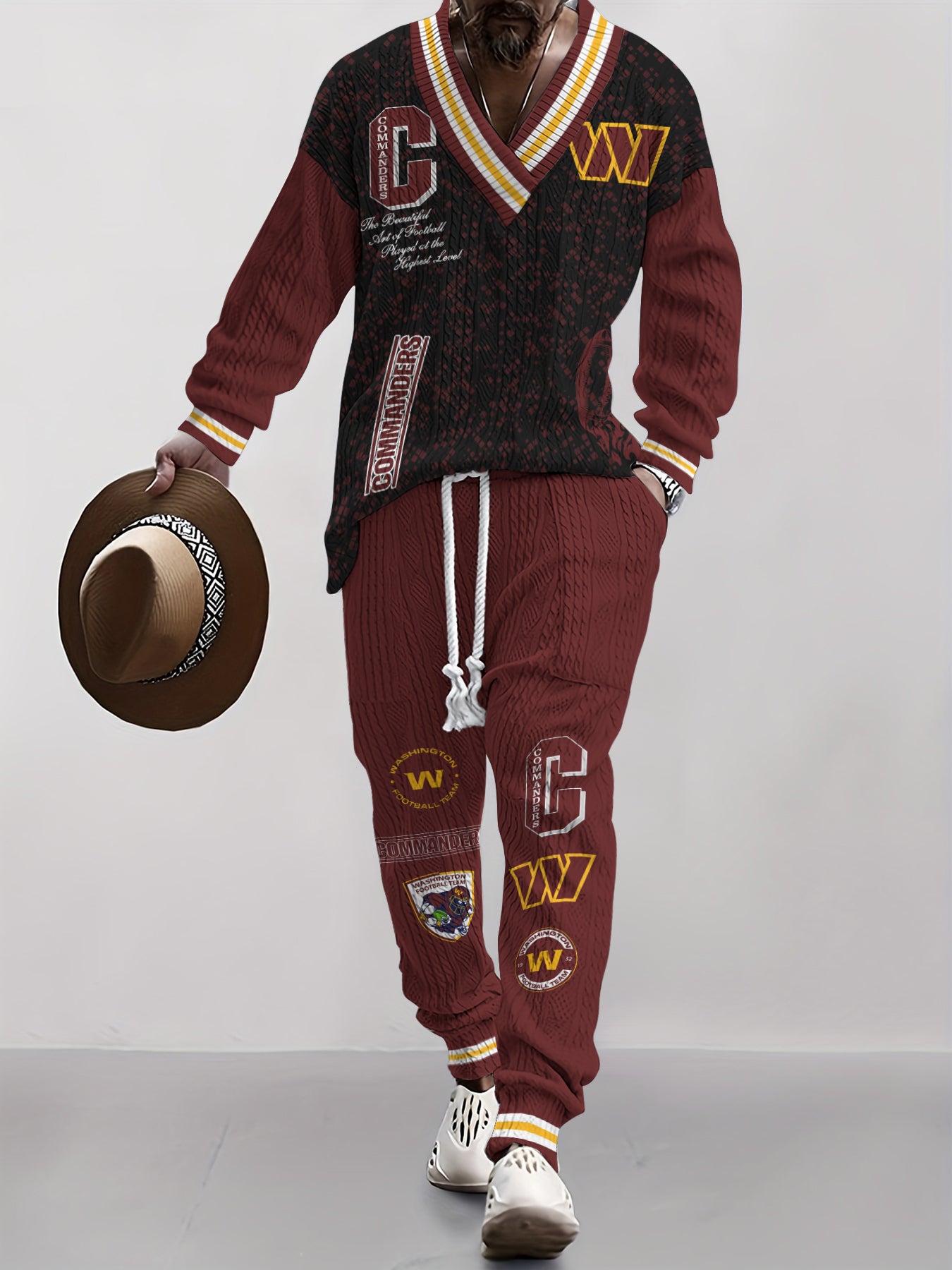 Washington Commanders  Classic All-Season Long Sleeve V-Neck Pullover Sweater