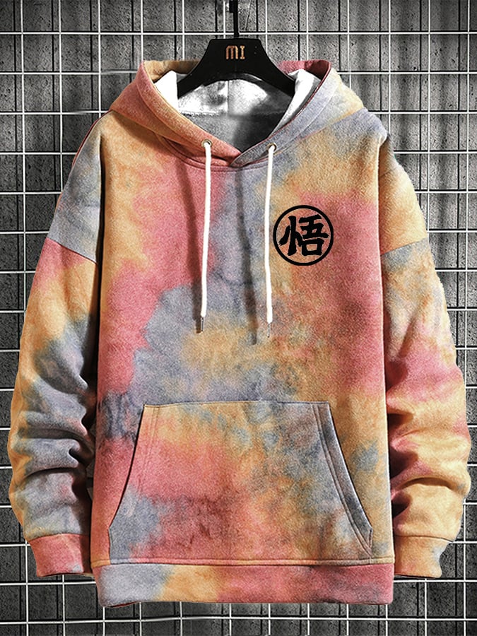 Men's Fashionable Tie-Dye Printed Hooded Sweatshirt