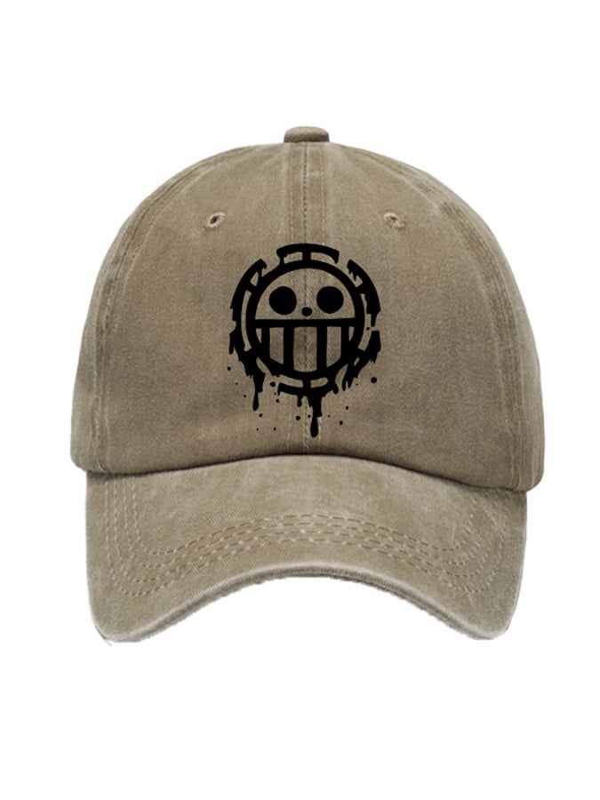 Unisex Distressed Washed Cotton Smiley Hat