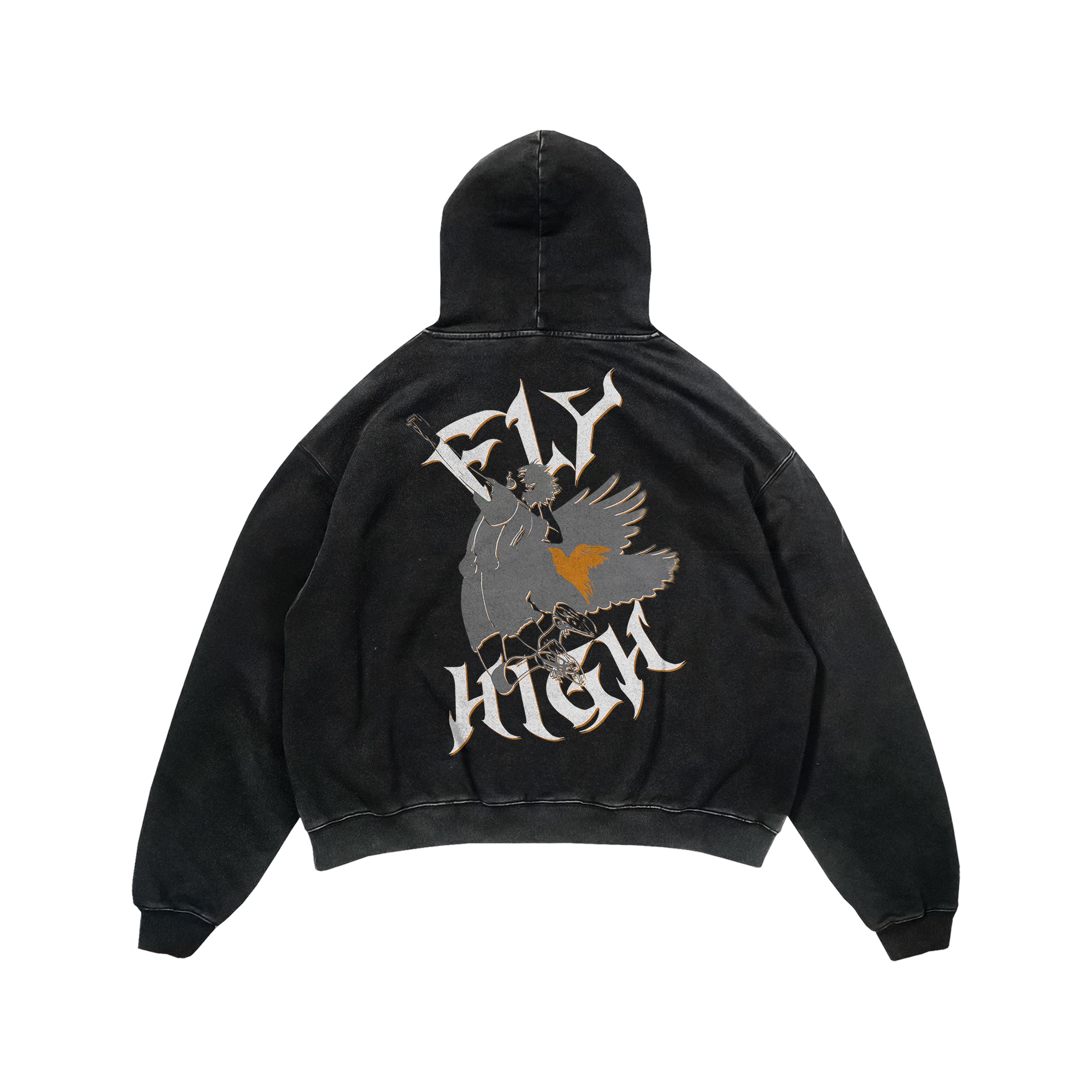 Fly High Gray Vintage Hoodie | Haikyuu