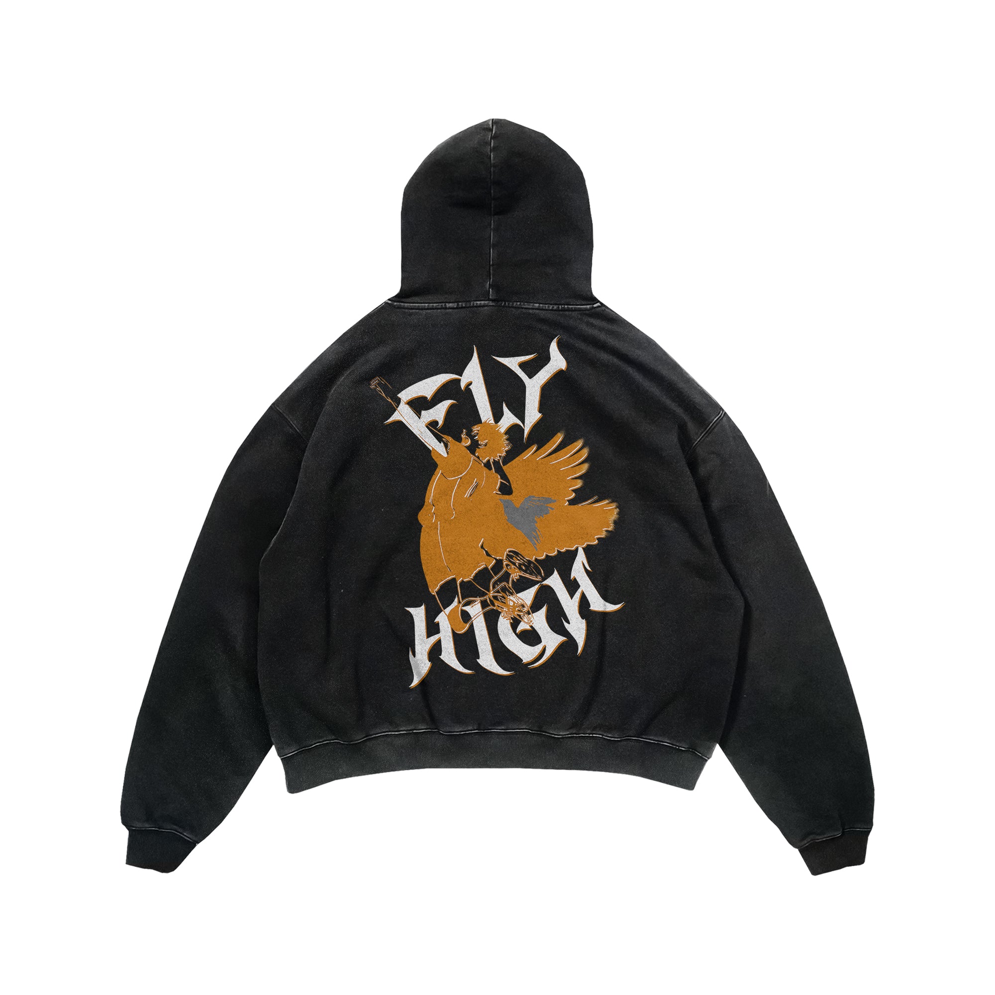 Fly High Orange Vintage Hoodie | Haikyuu