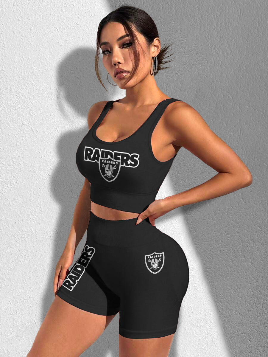 Las Vegas Raiders Sports Bra & Shorts Gym Set